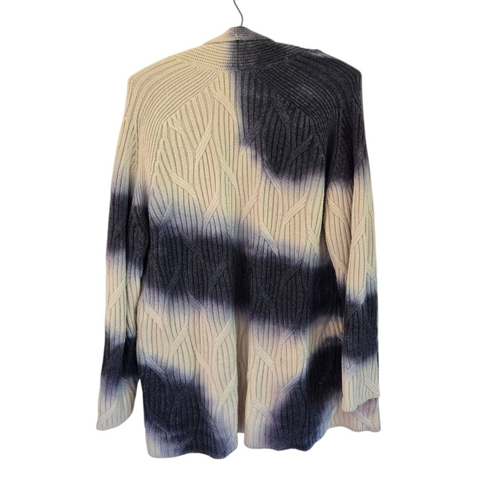 J.Jill Pure Jill Women's Cable Knit Cardigan Open Front Blue Ivory Tie-dye Large - Picture 4 of 16